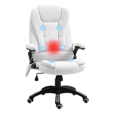 Vinsetto Office Chair w/ Heating Massage Points Relaxing Reclining Cream White