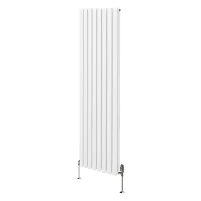 (1800mm x 480mm, White) Oval Column Designer Radiator & TRV Valves