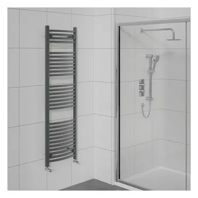 WarmeHaus Curved Bathroom Heated Towel Rail Warmer Radiator Central Heating Anthracite - 1500x50