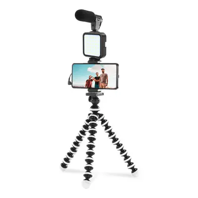 Professional Vlog Photography Kits with microphone Flexible Tripod Cell Phone Holder Clip LED Fi