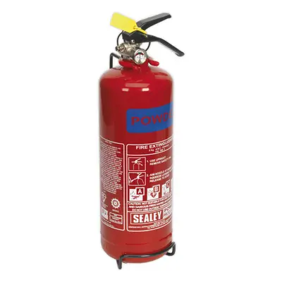 2kg Refillable Dry Powder Fire Extinguisher - Mounting Bracket - Pressure Gauge