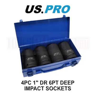 US PRO Tools 4PC 1" DR 6PT Deep Impact Sockets 27,30,32,33mm