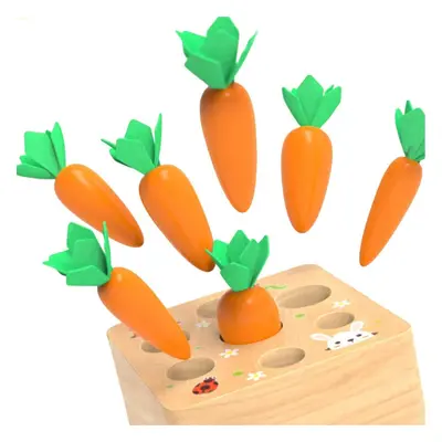 Kids Wooden Building Blocks Pulling Carrot Game Children Early Educational Toys