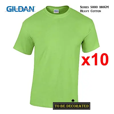 (M) Packs Gildan T-SHIRT Basic Tee - 5XL Small Big Men Heavy Cotton (Lime)