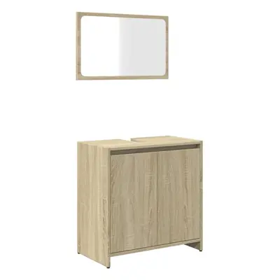 vidaXL Bathroom Furniture Set Sink Cabinet Mirror Sonoma Oak Engineered Wood