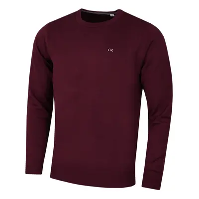 (M, French Burgundy) Calvin Klein Mens Crew Neck Cotton Breathable Golf Sweater