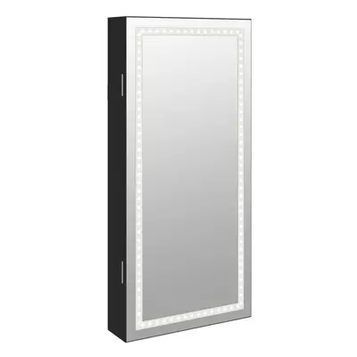 (black) vidaXL Mirror Jewellery Cabinet Mirror Armoire with LED Lights Wall Mounted