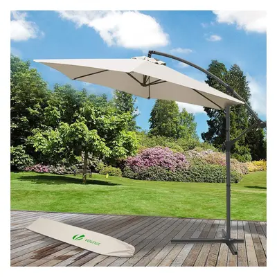 VOUNOT 3m Cantilever Garden Parasol, Banana Patio Umbrella with Crank Handle and Tilt for Outdoo