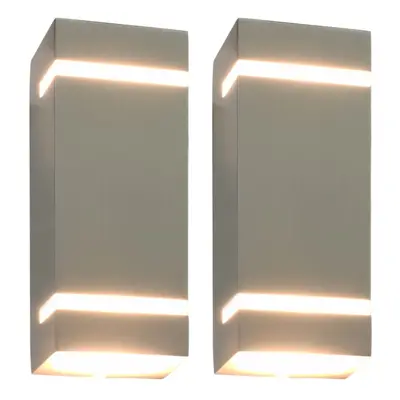 vidaXL 2x Outdoor Wall Lights 35W Silver Rectangular Garden Lighting Lamp