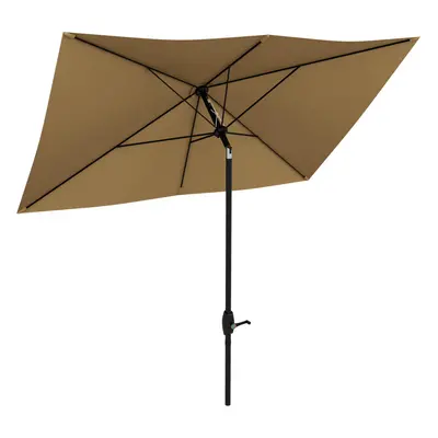 Outsunny x 3(m) Garden Parasol Rectangular Market Umbrella w/ Crank Brown