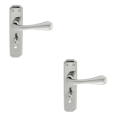 2x PAIR Heavy Duty Lever on Angular Bathroom Backplate x 40mm Chrome