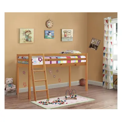 (With Kerri Mattress, No Slide) 3ft Wooden Mid Sleeper In Caramel With or Without Slide