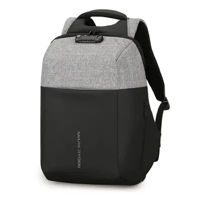 (Grey) 15.6 inch Backpack Anti-Theft USB Rechargeable Backpack Male Business Laptop Bag