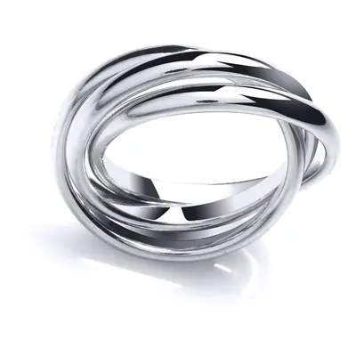 (O) Jewelco London Ladies Rhodium Plated Sterling Silver # Desaturated Russian Wedding Ring