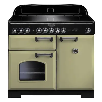 Rangemaster CDL100EIOG/C Classic Deluxe Olive Green with Chrome Trim 100cm Induction Range Cooke