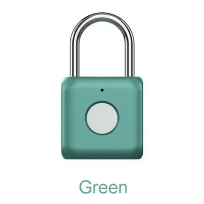 (Green) USB Rechargeable Smart Fingerprint Padlock Door Lock Waterproof Keyless Anti Theft Trave