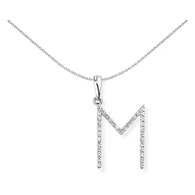 Jewelco London 18ct White Gold Pave Diamond Initial Charm Pendant Letter 11mm x 20mm - INNR027-M