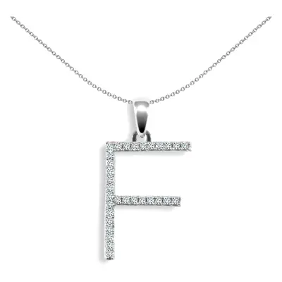 Jewelco London Ladies Solid 9ct White Gold Pave Set Round G SI 0.16ct Diamond Elegant Block Init