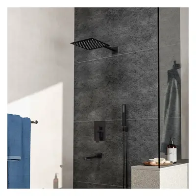 Black Square Way Concealed Thermostatic Shower Mixer Set