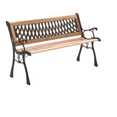 Wooden Garden Patio Bench Cast Iron Ends Legs Outdoor Park Chair