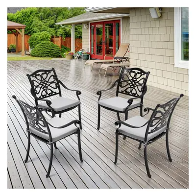 4Pcs Aluminum Outdoor Patio Dining Armchairs with Cushion