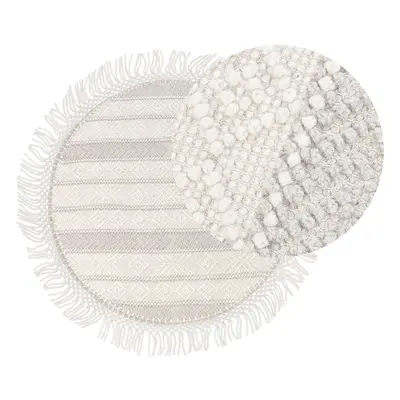 Round Wool Area Rug cm Beige BALTALAR