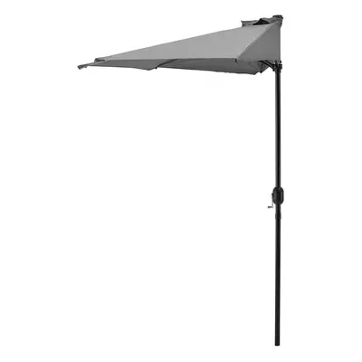 (2.7m HALF/BALCONY, Grey) Parasol Aluminium Crank Full & Half Shade Umbrella