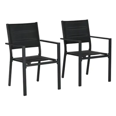 Outsunny PCs Dining Chairs, Stackable Design Aluminium Outdoor Armchairs Black