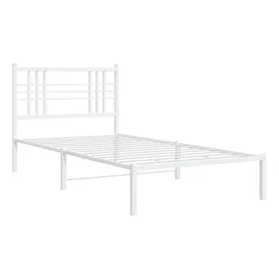 (white, 100x200 cm/with headboard) vidaXL Metal Bed Frame with Headboard Home Bed Base Bedstead 