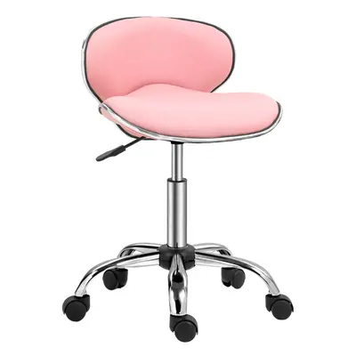 HOMCOM Office Chair Beauty Salon Rolling Technician Stool Chair Pink