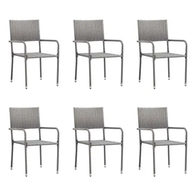 vidaXL Garden Dining Chairs pcs Stackable Outdoor Chair Grey Poly Rattan