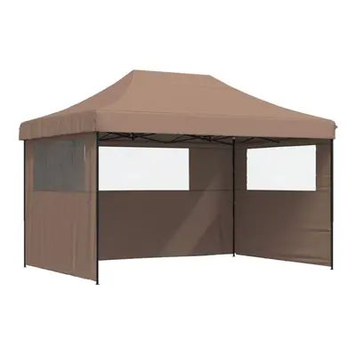 (brown, with sidewalls) vidaXL Foldable Party Tent Pop-Up with Sidewalls Patio Gazebo Canopy She