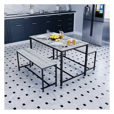 (Grey) Brooklyn Industrial Wooden Seater Dining Set