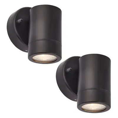 2 PACK Dimmable Outdoor IP44 Downlight - 7W GU10 LED - Matt Black & Glass