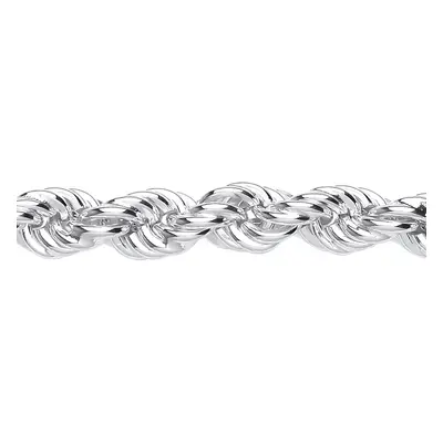 Jewelco London Ladies Rhodium Plated Sterling Silver Chunky Hollow Twisted Rope Link Chain Brace