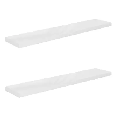 vidaXL 2x Floating Wall Shelves High Gloss White 120x23.5x3.8 cm MDF Display