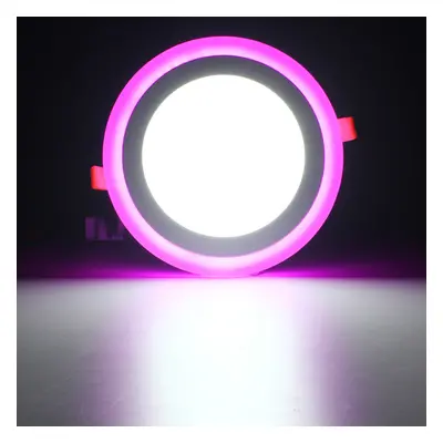 (cool white+pink) 12W RGB Dual Color LED Recessed Ceiling Round Panel Down Light Lamp AC85-265V