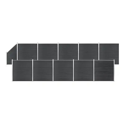 vidaXL WPC Fence Set Square+1 Slanted 1830x186cm Grey Barrier Panel Screen