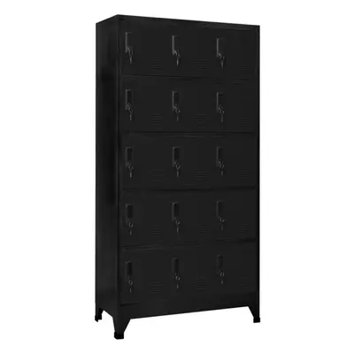 vidaXL Locker Cabinet Black Steel Office Indoor Storage Filing Cabinet Locker