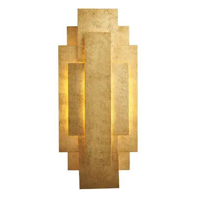 Antique Gold Leaf Panel Wall Light Fitting - Twin G9 LED - Decorative Sconce