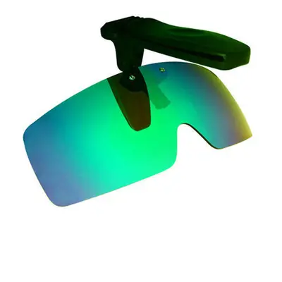 (Color film green) Unisex Sunglasses Polarized UV Protection Clip-On Cap Lens Cycling Driving