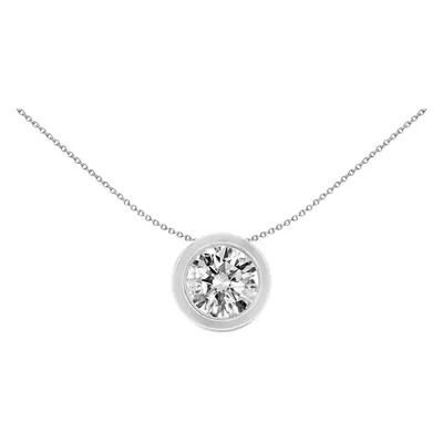 Jewelco London Solid 18ct White Gold Rub Over Set Round G SI1 0.25ct Diamond Donut Slider Charm 