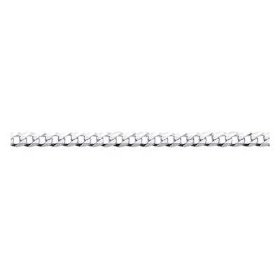 Jewelco London Unisex Rhodium Plated Sterling Silver Bevelled Ultra Flat Curb Chain Necklace 3mm