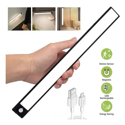 (Black 60cm, White Light) 20/40/60CM Body Sensing Small Night Light USB Charging Lamp LED Portab