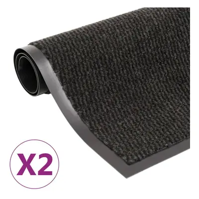 vidaXL 2x Dust Control Mats Rectangular Tufted 80x120cm Black Front Door Rug