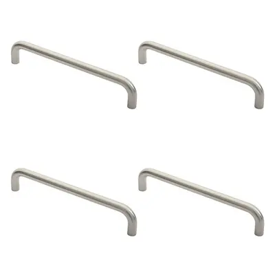 4x Round D Bar Pull Handle x 19mm 300mm Fixing Centres Satin Stainless Steel