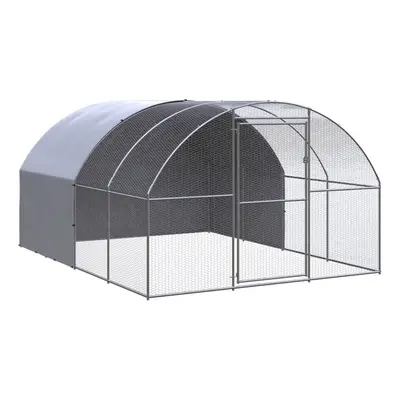 vidaXL Outdoor Chicken Coop 3x4x2 m Galvanised Steel Garden Poultry House