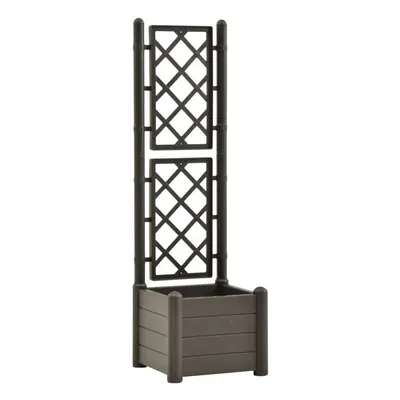 vidaXL Garden Planter with Trellis PP Anthracite Raised Bed Flower Box Outdoor