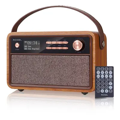 Roxel Retro D1 Vintage DAB+/FM Radio Wireless Speaker | Bedside Alarm Clock with Sleep Function.