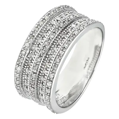 (M) Jewelco London 9ct White Gold 0.50ct Multi Row Diamond Half Eternity Ring - PR1AXL0181W